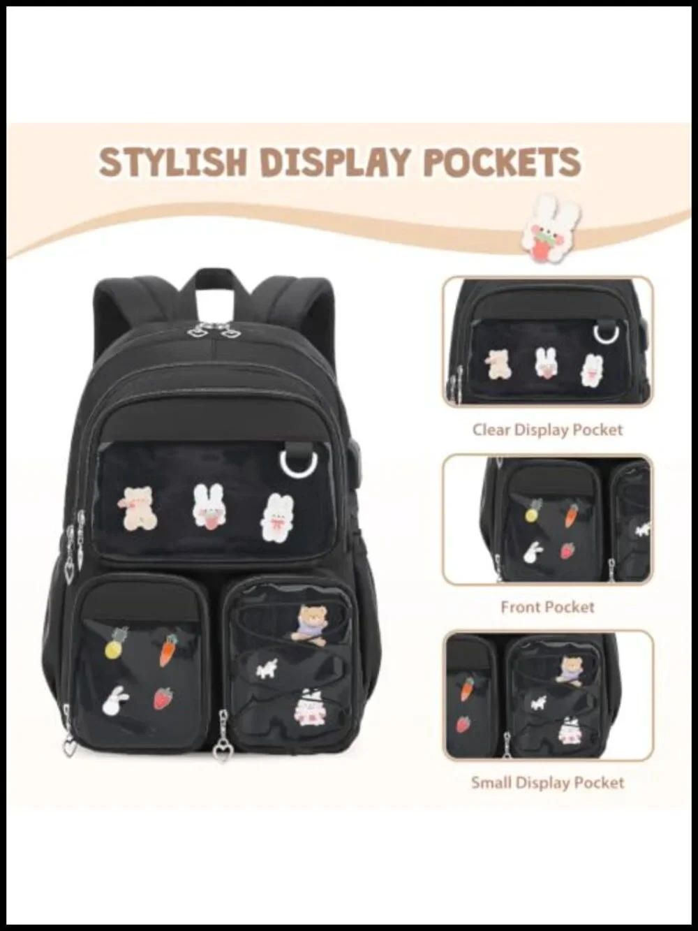 Kawaii Ita Backpack Set with Lunch Bag & Pencil Case for School